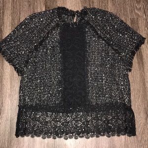 Zara Tweed Lace Top
